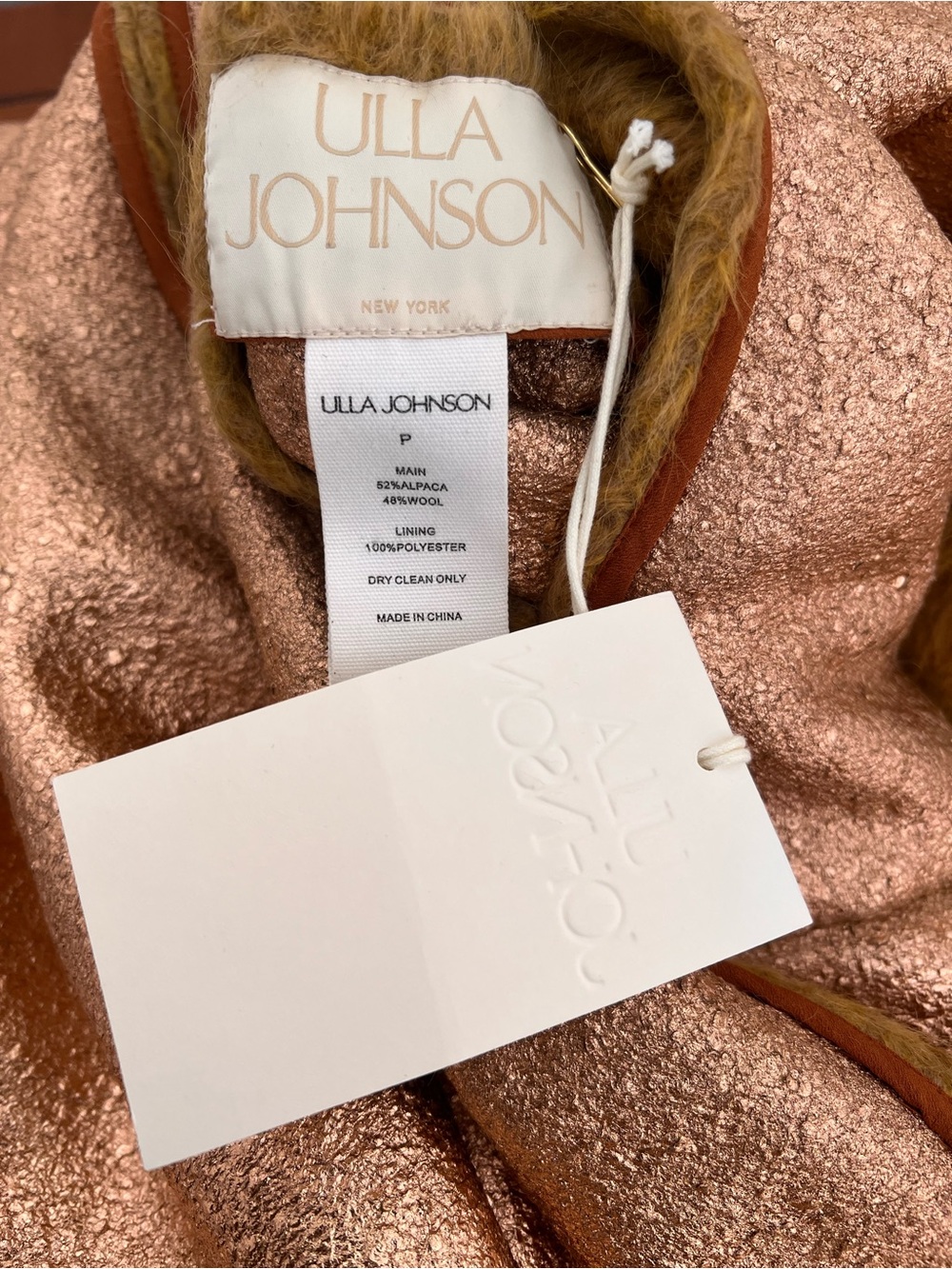 NWT Ulla Johnson Rosetta Alpaca Wool Reversible Belted Faux Fur Coat Size Petite - Picture 4 of 9